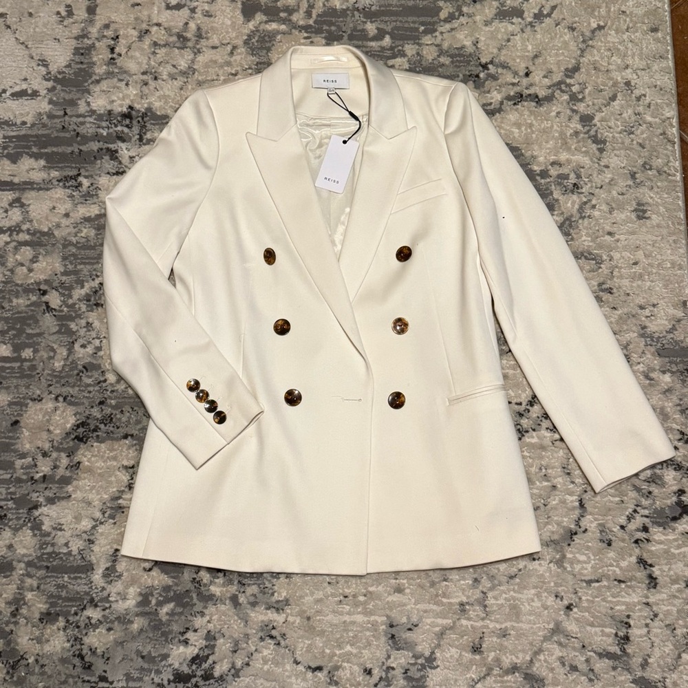 Women's White Double-Breasted Blazer NWT Size 10